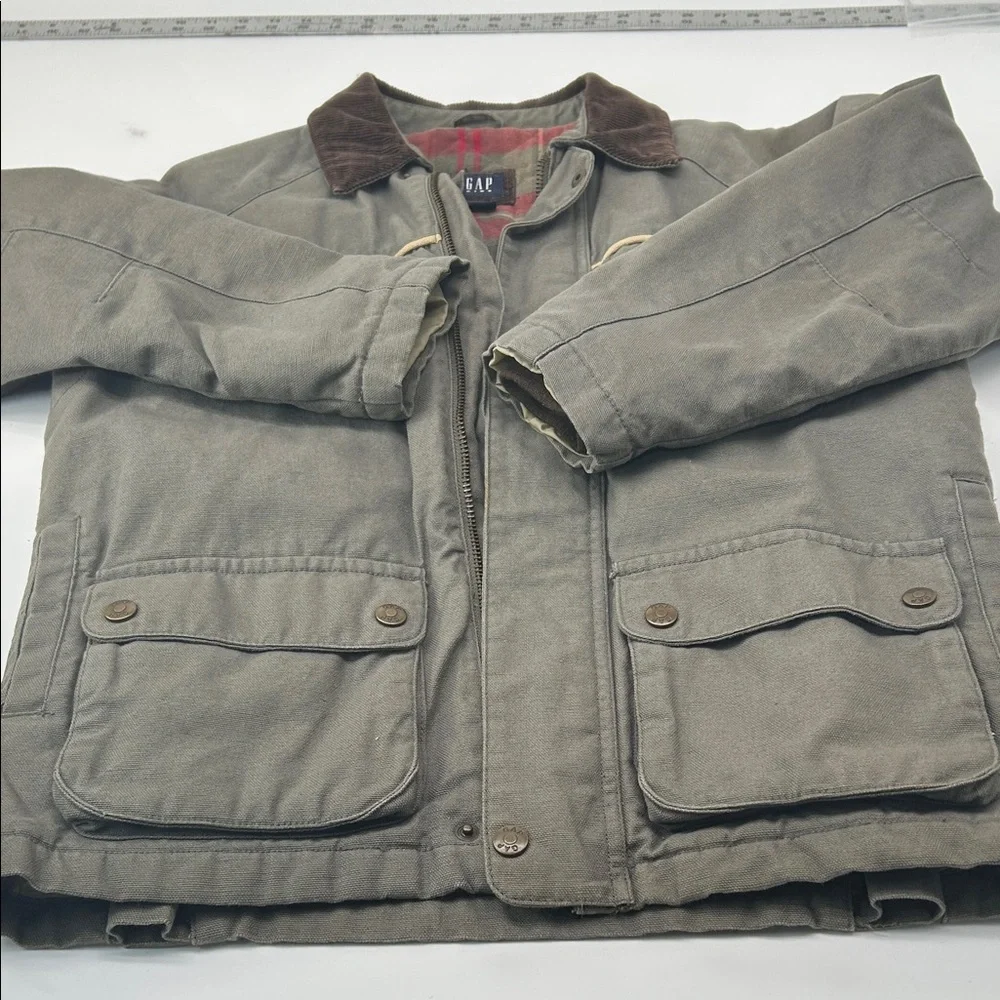 GAP Kids Gray Military Jacket with Brown Collar